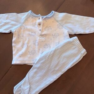 Little Me Blue and White Striped Set